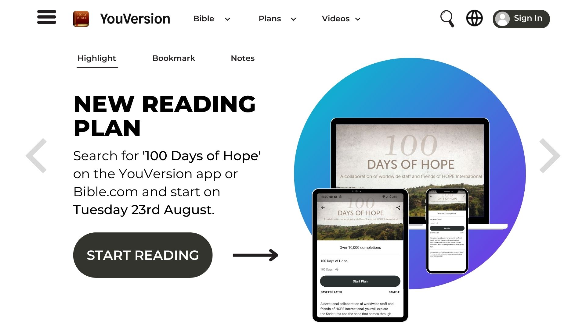 100 Days of Hope Advert
